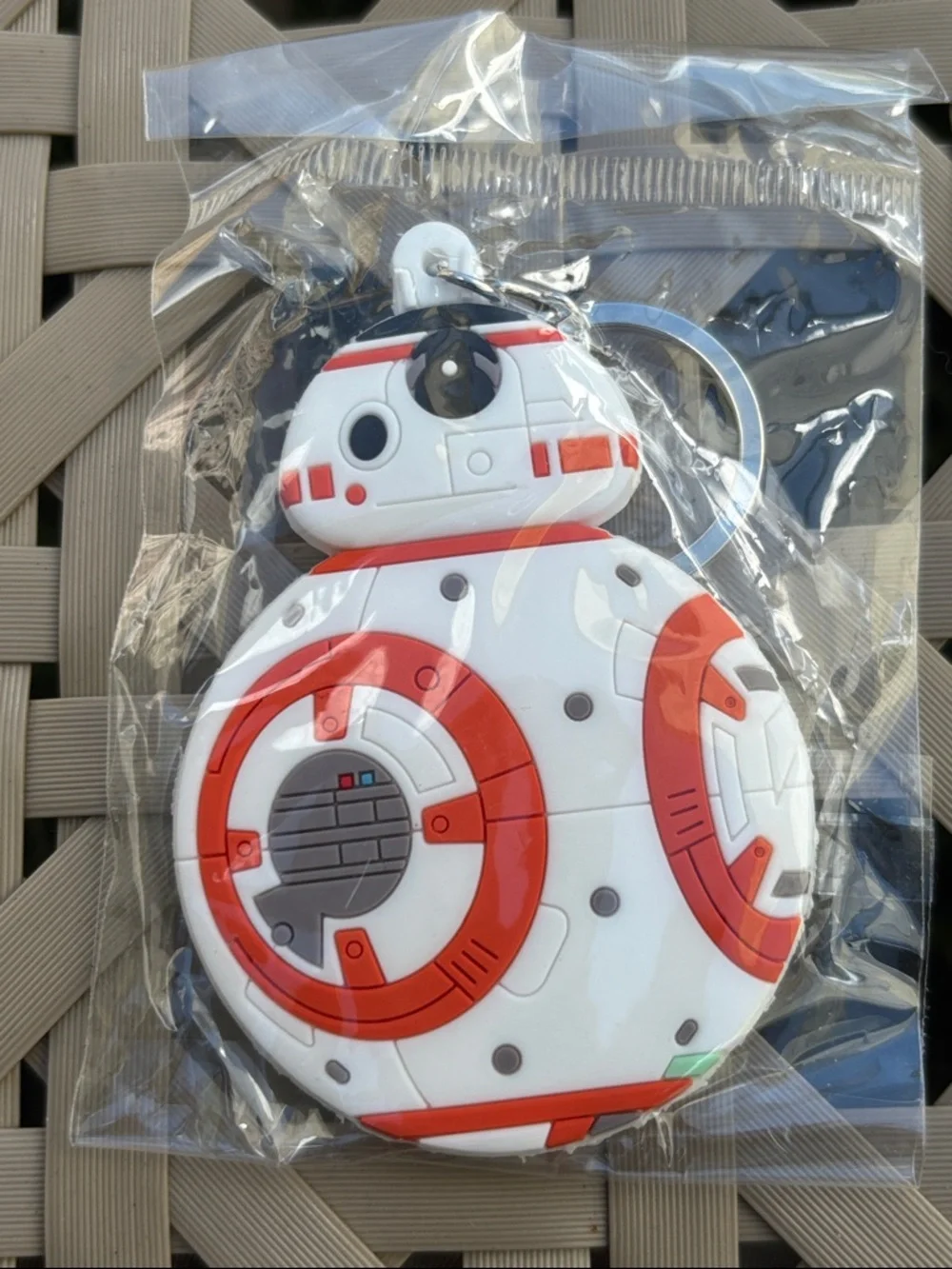 Red & White Droid Silicone Keychain Phone Accessory